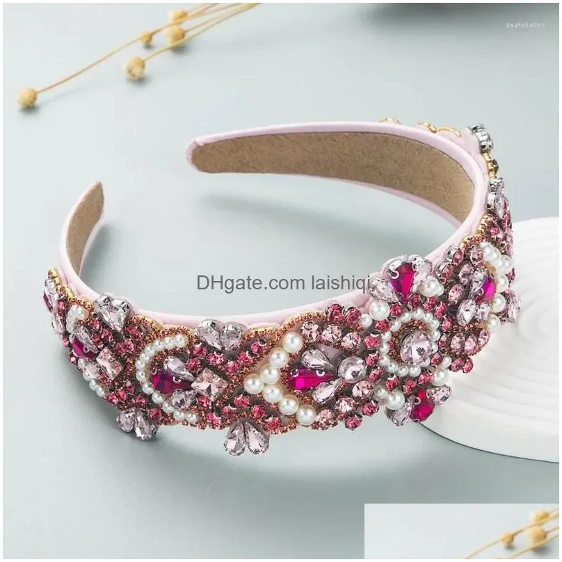 womens pearl rhinestone headbands fashion baroque luxury ladies face wash bridal hair accessories wholesale