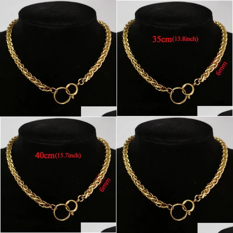 Chains Punk Cuban Chokers Necklace Women Collar 14K Yellow Gold Chunky Thick Chain Circle Hip Hop Men Neck Jewelry Drop Delivery Jewel Dhefp