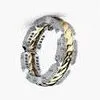 Band Rings European And American Fashion Men Modern Two Tone Diamond Rope Ring Engagement Wedding Jewelry Rings Size 6-13229K Drop Del Dhj3F