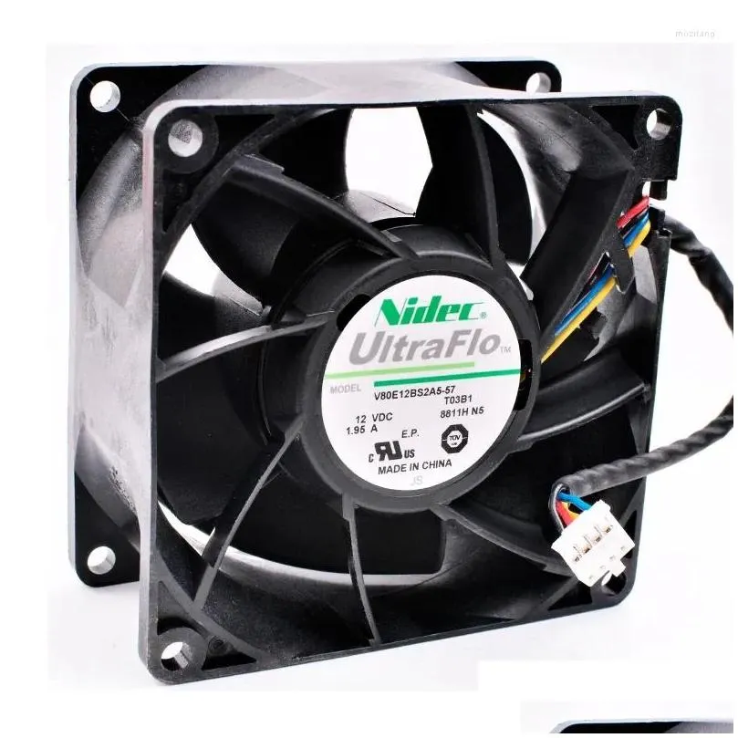 Computer Coolings Brand Original V80E12BS2A5-57 8cm 8038 80x80x38mm DC12V 1.95A Refrigerator Server Cooling Fan