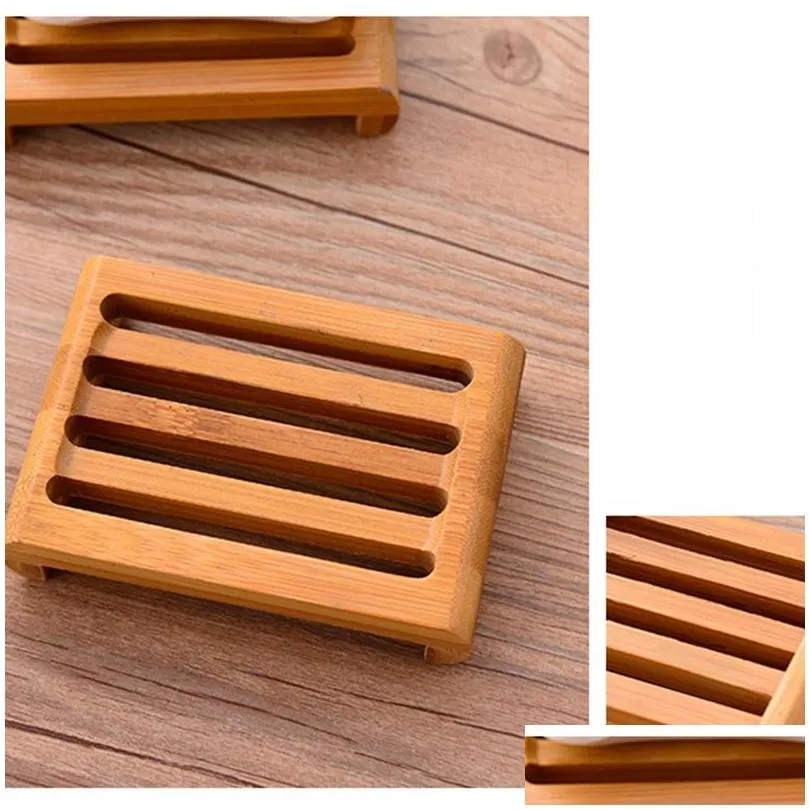 Wooden Manual Square Soaps Dishes Eco-Friendly Drainable Soap Dish Tray Round Shape Solid Wood Storage Holder Bathroom Accessories BH5072