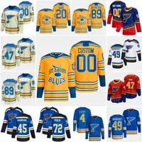 Blues Hockey 47 Torey Krug Jersey 72 Justin Faulk 49 Ivan Barbashev 4 Nick Leddy 45 Jimmy Snuggerud 89 Pavel Buchnevich 77 Niko Mikkola 20