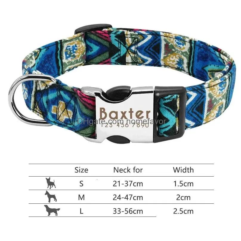 dog collars leashes adjustable nylon dog collar personalized cat id engraved name buckle suitable for small medium and large dogs