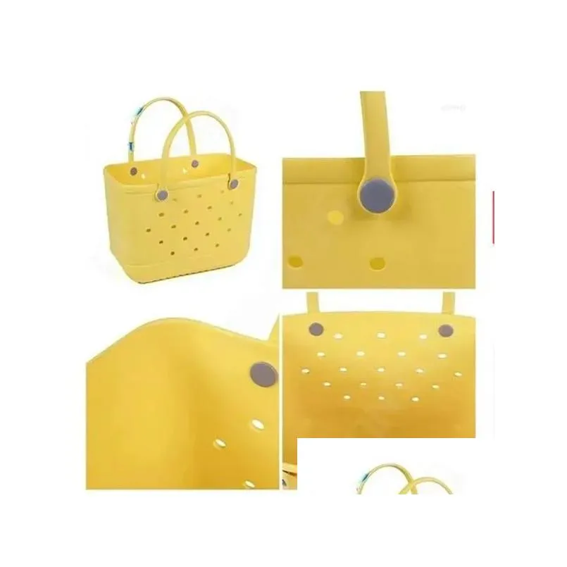 Storage Bags Waterproof Bogg Beach Bag Solid Punched Organizer Basket Summer Water Park Handbags Large Women`s Stock Gifts GC2090