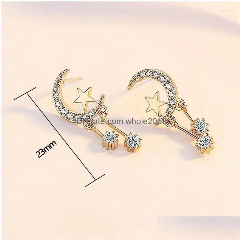 Dangle & Chandelier Dangle Earrings Moon Star Tassel For Women Korean Fashion Zircon Drop Earings Female Ear Jewelry Girls Gift Items Dh3Kh