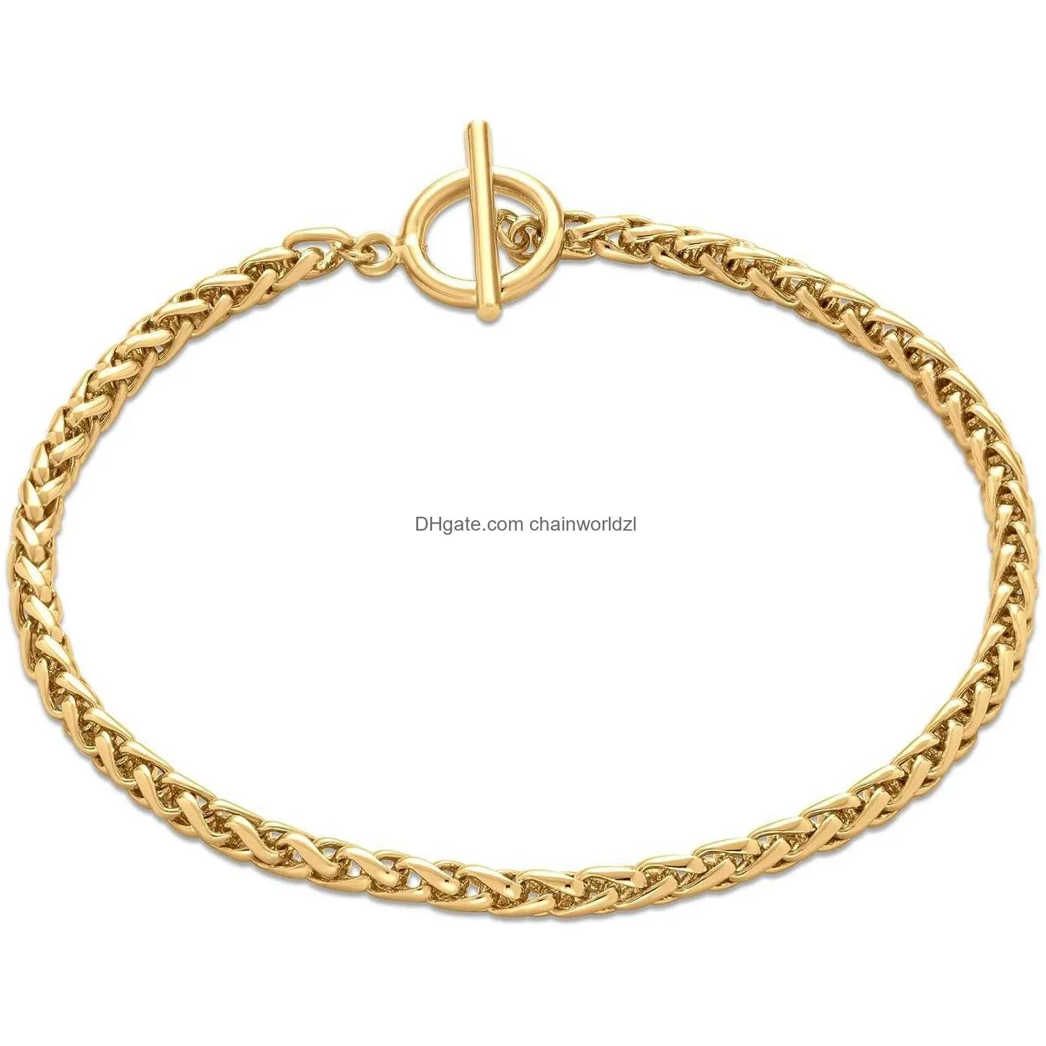 essentials 14k gold plated or silver plated braided chain bracelet 7.5
