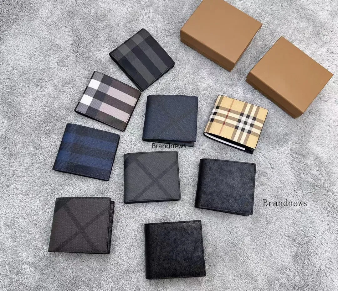 Mens Genuine Leather Short Wallets Designer Credit Card Holder Purse Man Wallet Luxury Billfold Handbags Purses Brand Plaid Classic Pocket With Original Box 2555