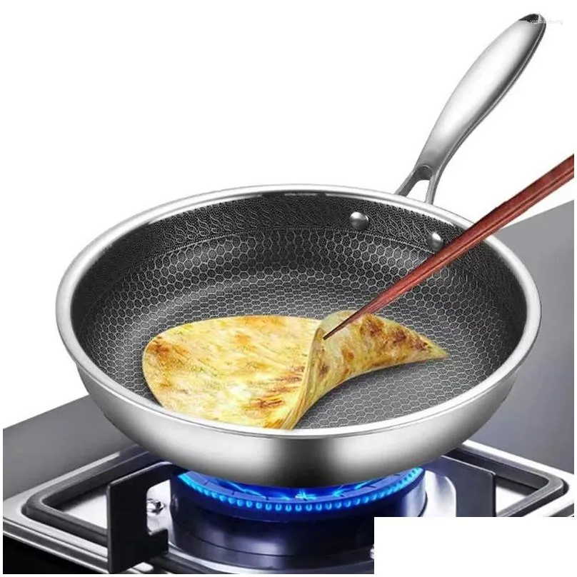 Pans Stainless Steel Wok Small Frying Pan Honeycomb Nonstick Saucepan Skillet Saute Cooking Utensils Egg