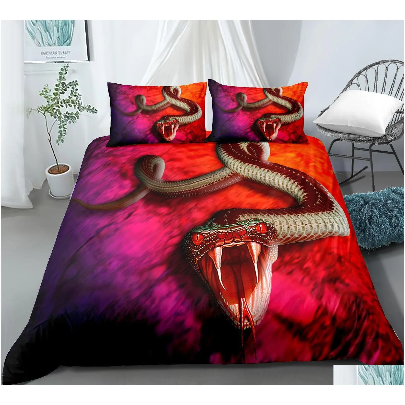 bedding sets 3d snake style bedding set for bedroom soft duvet cover bedspreads for bed linen comefortable quilt and pillowcase 221208