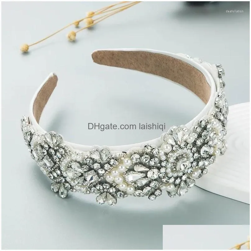 womens pearl rhinestone headbands fashion baroque luxury ladies face wash bridal hair accessories wholesale