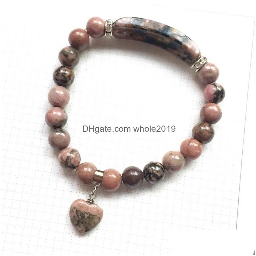 Beaded Sn0862 8 Mm Natural Rhodonite Pendant Bracelet For Women New Arrival Design Gem Stone Yoga Trendy Nce Jewelry3117 Drop Delivery Dhymp