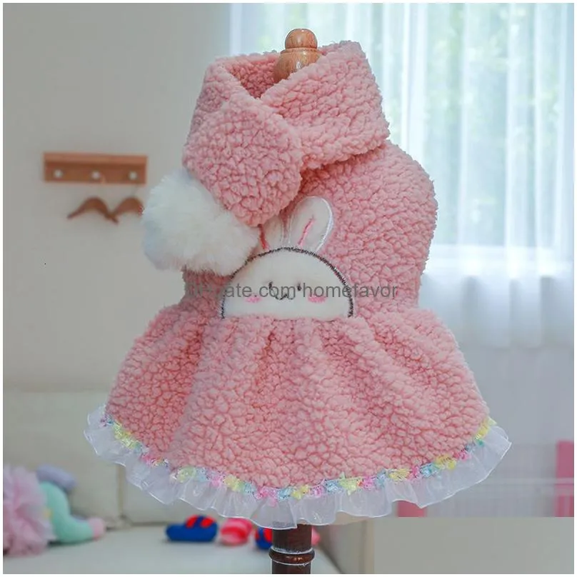 dog apparel pink fleece girl pet dresses clothes autumn winter thicken warm chihuahua maltese cat coat jacket costumes puppy animal pugs