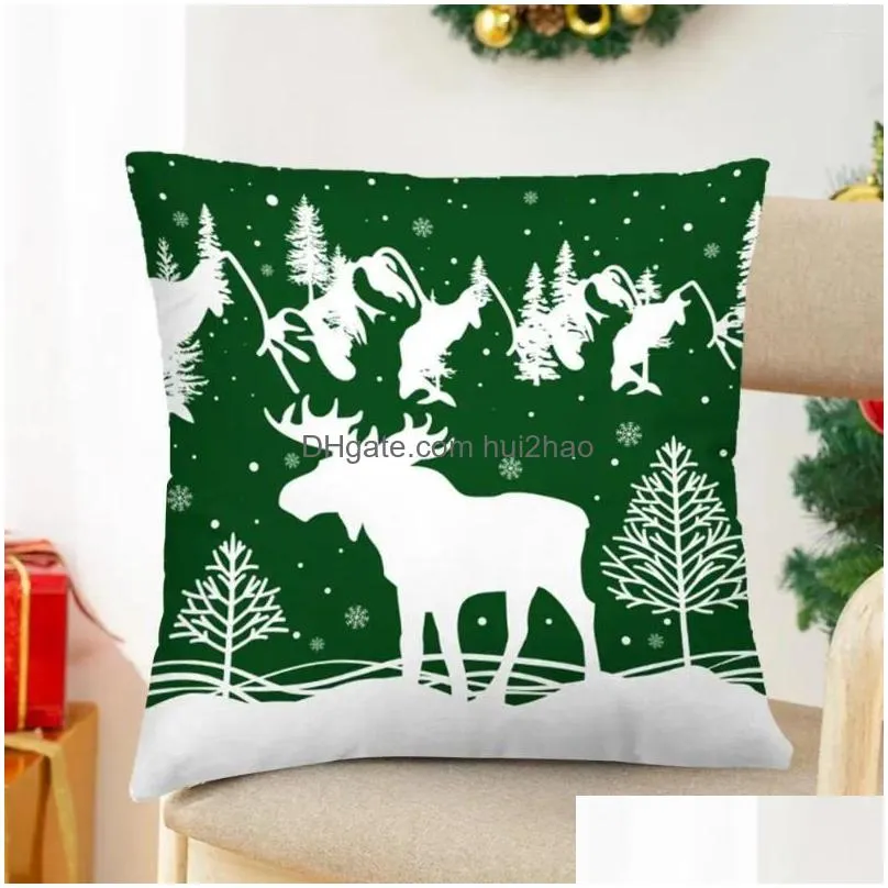 pillow elk pillowcase vibrant christmas with hidden zipper snowflake print square throw cover for sofa festive