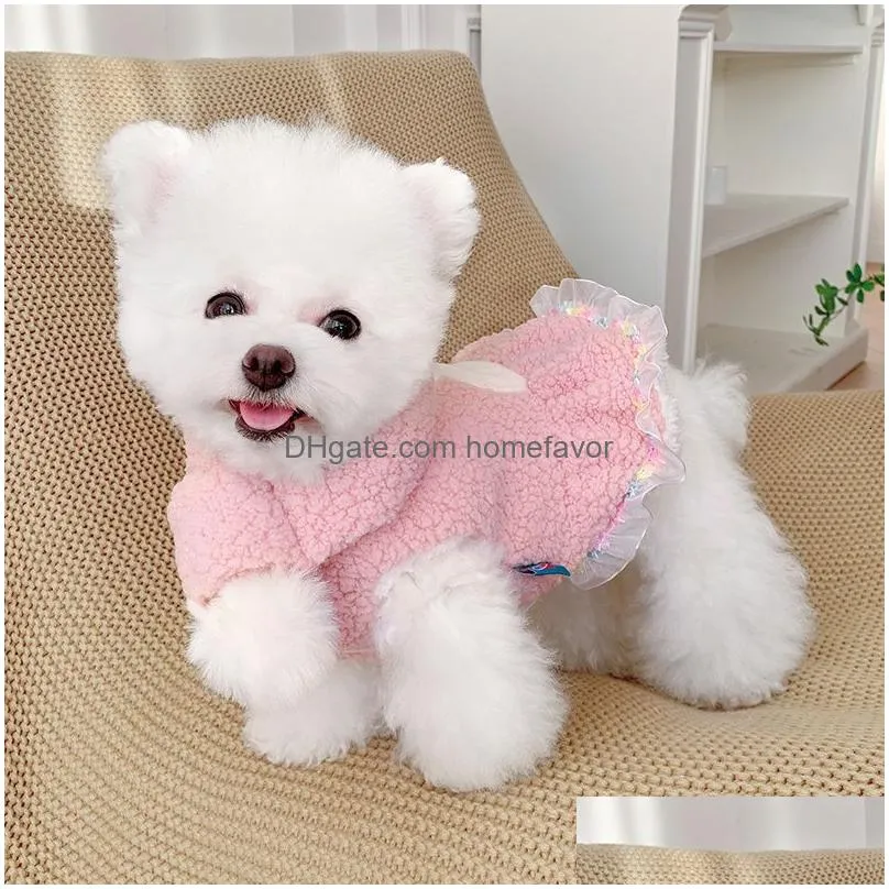 dog apparel pink fleece girl pet dresses clothes autumn winter thicken warm chihuahua maltese cat coat jacket costumes puppy animal pugs