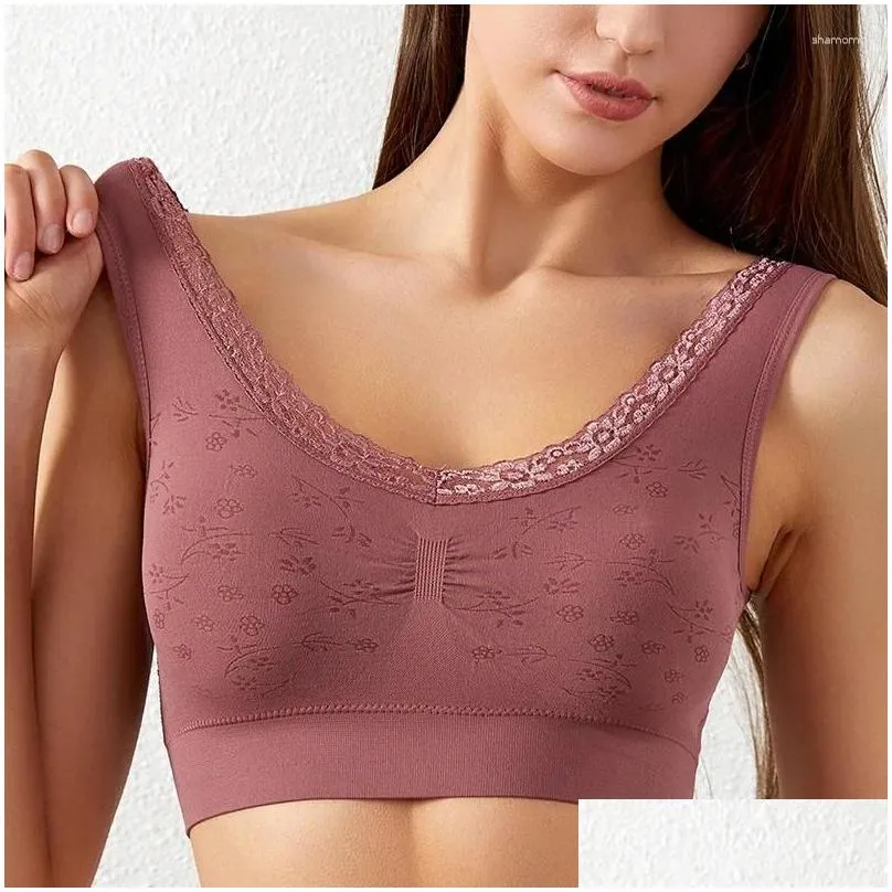 Yoga Outfit Women`s Seamless Bra Beautify Back Brassiere Underwear Chest Sleep Sports Vest Big Size Top Fitness Clothes