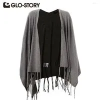 Women`s Knits GLO-STORY Cardigan Open Stitch Women Sweater 2022 Lady Tassel Tops Plus Size Casual Poncho WMY-3423