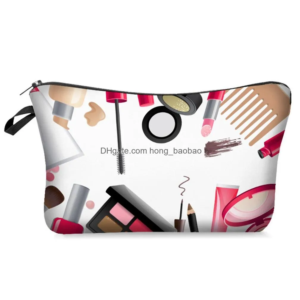 red lip 3d printing cosmetic bags with multicolor pattern cute eyes makeup pouchs for travel bolsas de cosmeticos con 3d