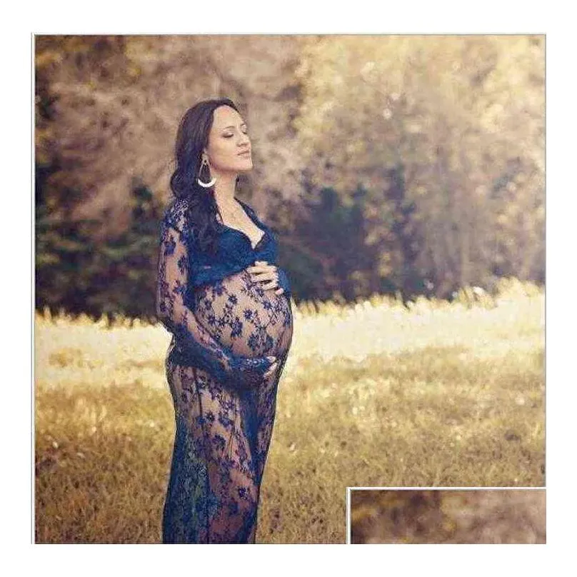 Maternity Fancy Lace Maternity Dress Shooting Photo Summer Dress Pregnant Women Maternity Photography Props Maxi Dresses G220309