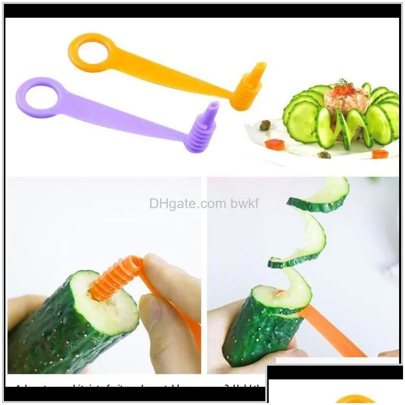 Fruit Vegetable Kitchen, Dining Bar Home & Garden Drop Delivery 2021 1Pc Blade Hand Slicer Cutter Cucumber Carrot Potato Vegetables Spiral