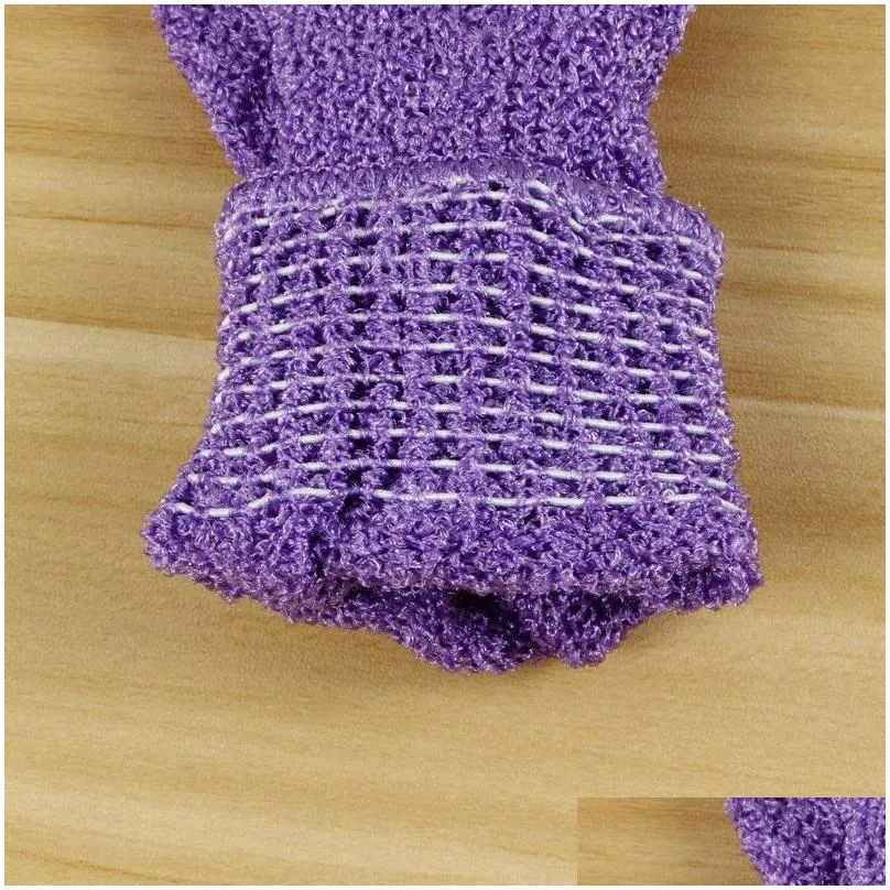 Bath Brushes, Sponges & Scrubbers Five Finger Polyester Bath Sponges Scrubbers Exfoliating Gloves Disposable For El Drop Delivery Home Dh5Yh