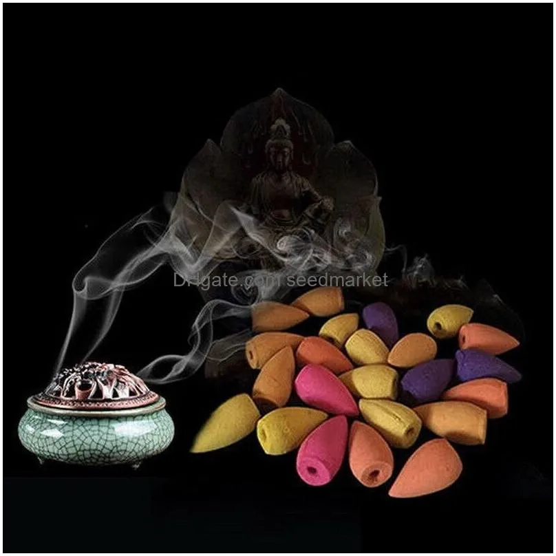 25pc/box backflow cone incense natural plant cones incense indoor office aromatherapy sandalwood lavender jasmine incense fy2704