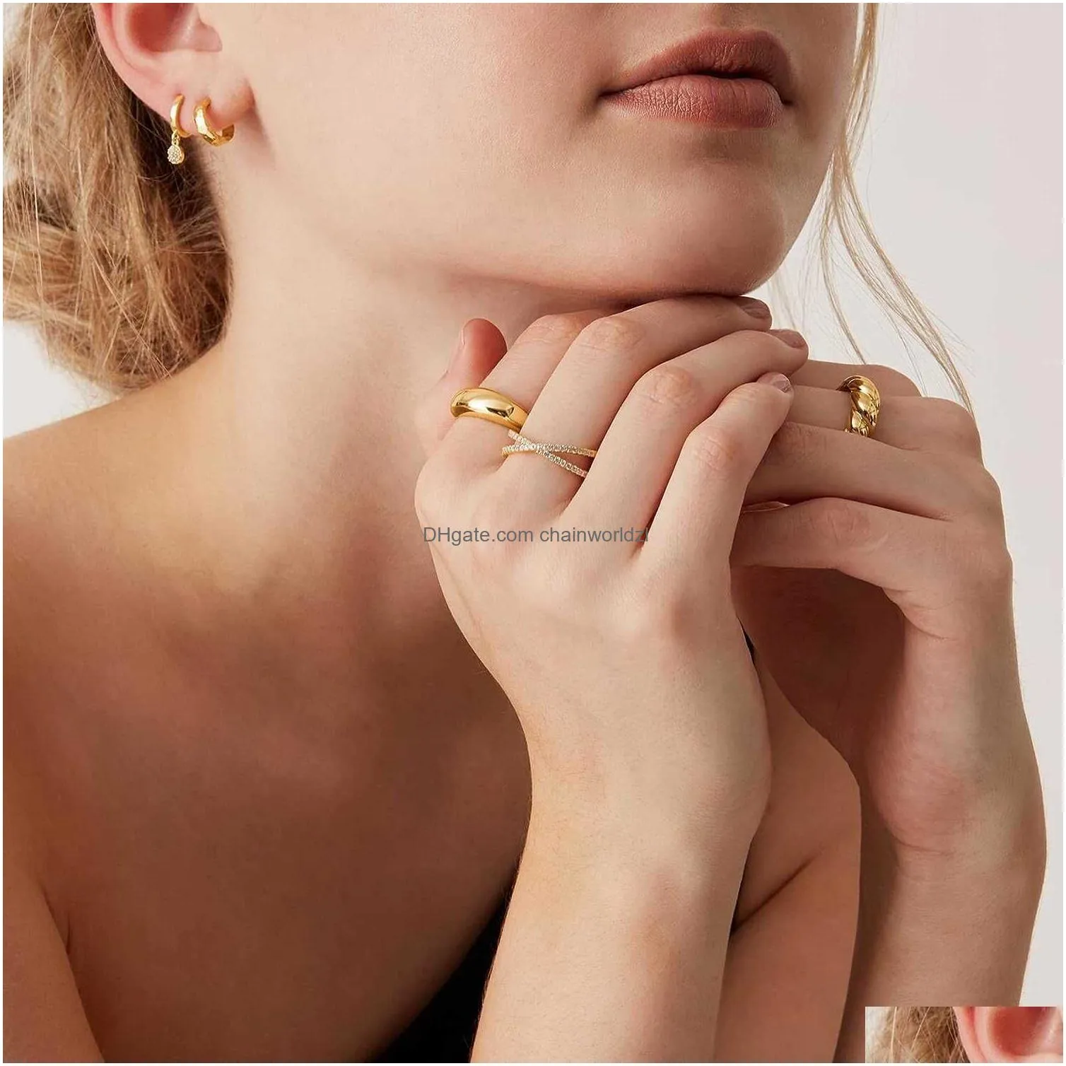 pavoi 14k gold plated chunky dome ring puffy dome stackable rings chunky signet ring for women