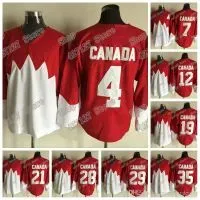 Cheap Hockey Stitched 1972 Team Canada Vintage Jersey 4 Bobby Orr 7 Phil Esposito 12 Yvan Cournoyer 19 Paul Henderson Red White Ice Hockey Jersey