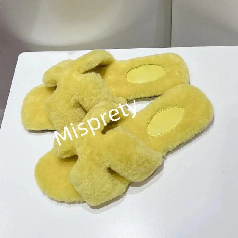 Slippers Smooth Rabbit Hair Women Slippers Open Toe Multiple Color Flat Designer Comfort Warm Shoe Simple Slip-On Outdoor Casual Slipper 231219