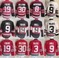 Hockey Men Retro Ice Hockey Vintage 3 Pierre Pilote Jersey 9 Bobby Hull 8  Mosienko 19 Jonathan Toews 30 Ed Belfour 10 Patrick Sharp Emb