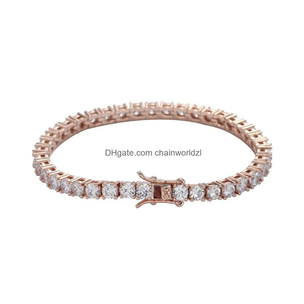 designer luxury bracelet rock tennis chains hip-hop tide mens bracelet zircon-microencased 3mm diamonds bracelet tennis bracelets for men and women