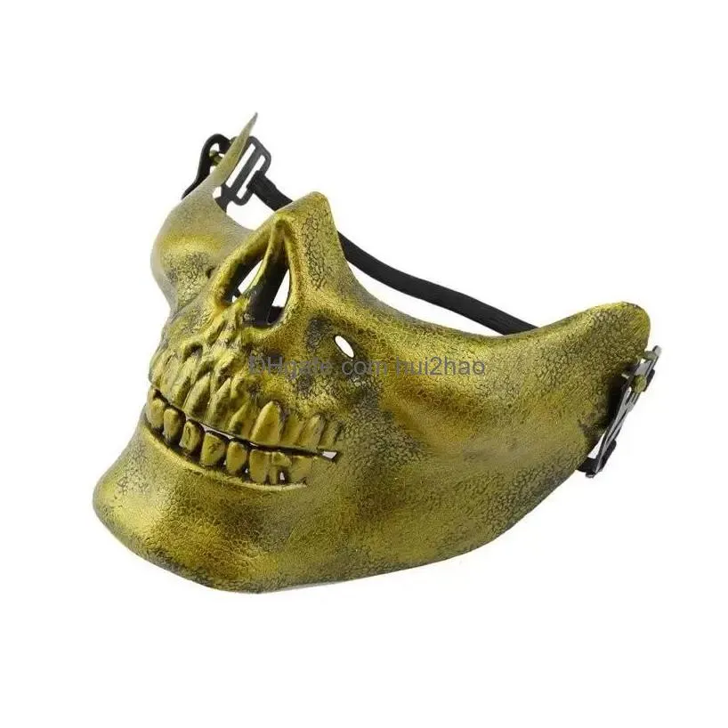 half face protective mask for halloween skull mask cs combat gear half face protective terror mask skull warrior fy8444