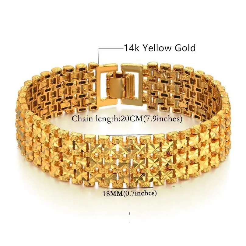 Wedding Bracelets Mens Bracelet For Men Male 14K Yellow Gold Chain Link Bracelets 20Cm Casual Star Jewelry Pseiras Drop Delivery Jewel Dhvuz