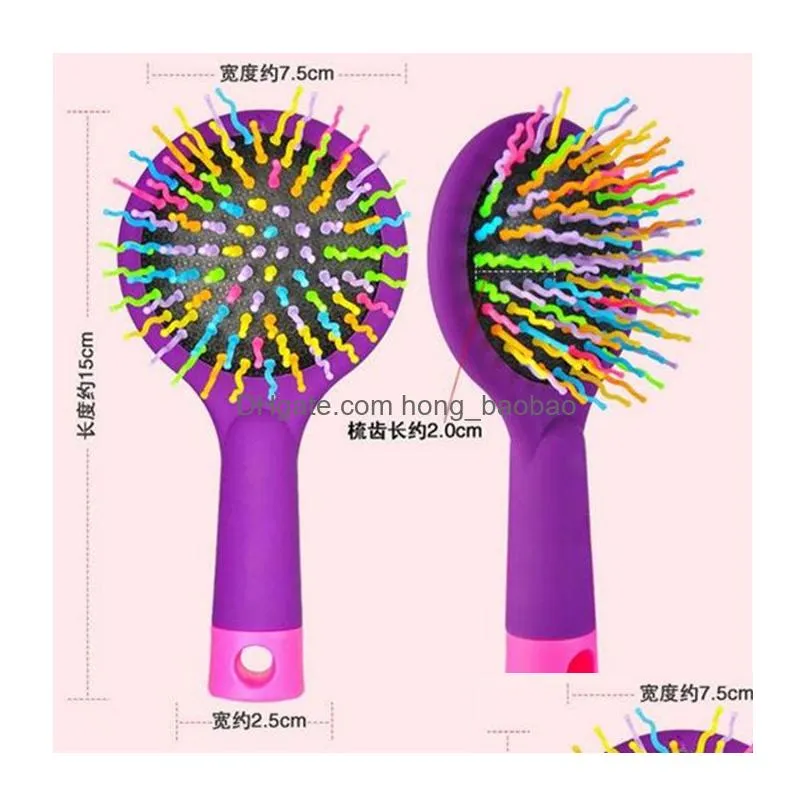 detangle hair brush magic rainbow comb with mirror hair brushes anti-static comb black pink purple cepillo para desenredar el cabello magic rainbow