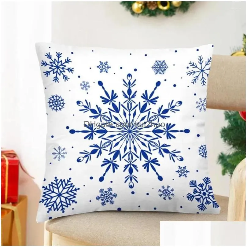 pillow elk pillowcase vibrant christmas with hidden zipper snowflake print square throw cover for sofa festive