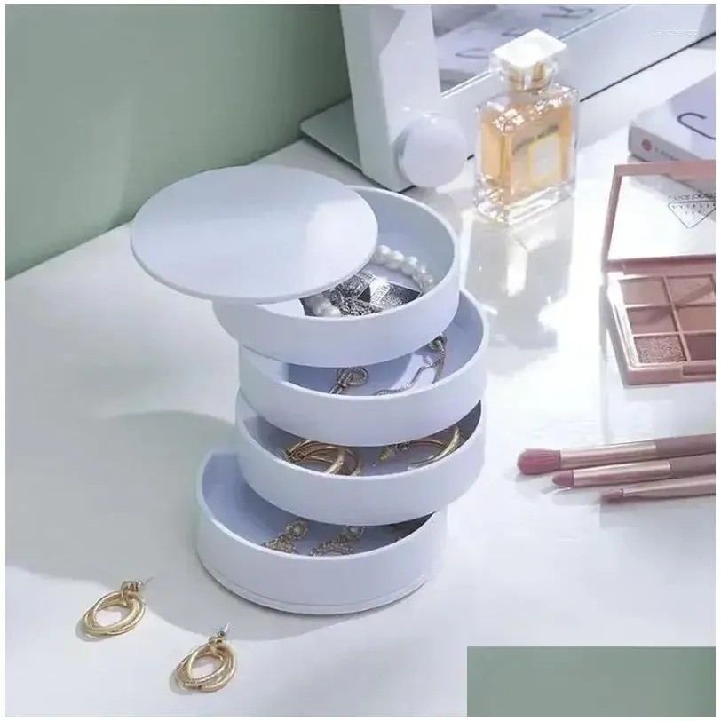 Storage Boxes Layers Makeup Degree Jewelry 360 Rack 3/4/5 Rotating Display Earrings Box Bracelet Organizer