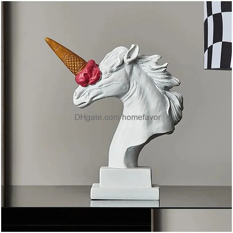 decorative objects figurines northeuins resin horse head with ice cream statue classic roman greek sculpture interior modern art ornament decortion