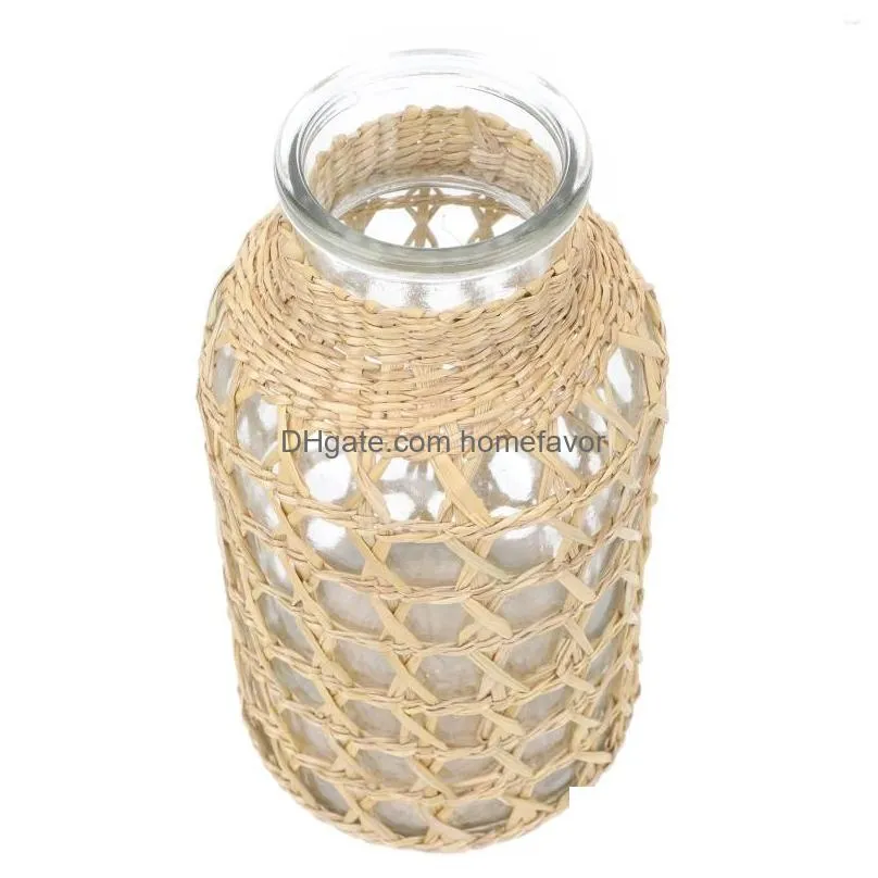 vases flower arrangement container rattan glass vase office table centerpieces for wedding high wicker creative