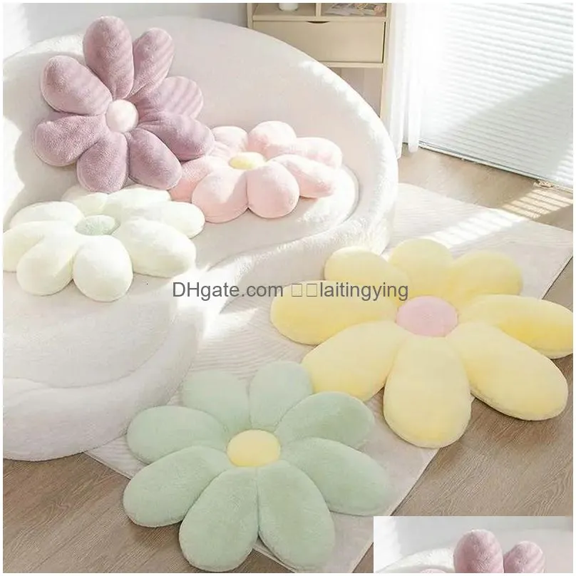 dolls soft colour fluffy flower throw pillow stuffed lifelike daisy flowers plush toy plant home decor cushion chair mat for kids girl