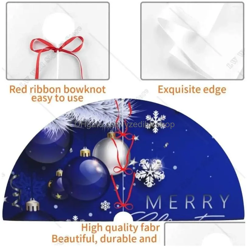 christmas decorations tree skirt blue ball fir branch snowflake mat for holiday xmas year lobby home ornament