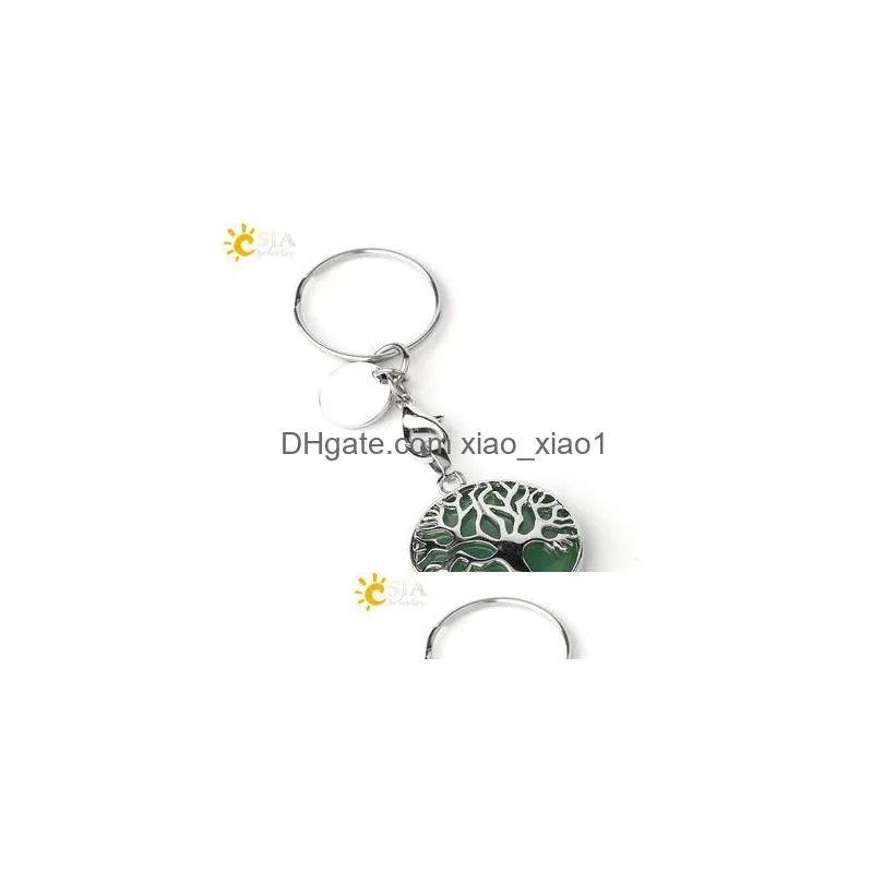 ups natural crystal personalized simple hollow life tree luggage keychain keyring pendant accessories foreign trade source 10.3