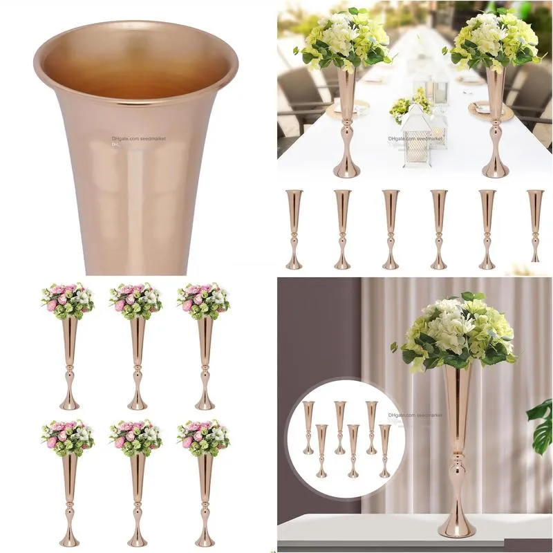 decoration wedding metal trumpet vases desktop metal trumpet centerpieces vase welcome area road guide flower holder height wedding props