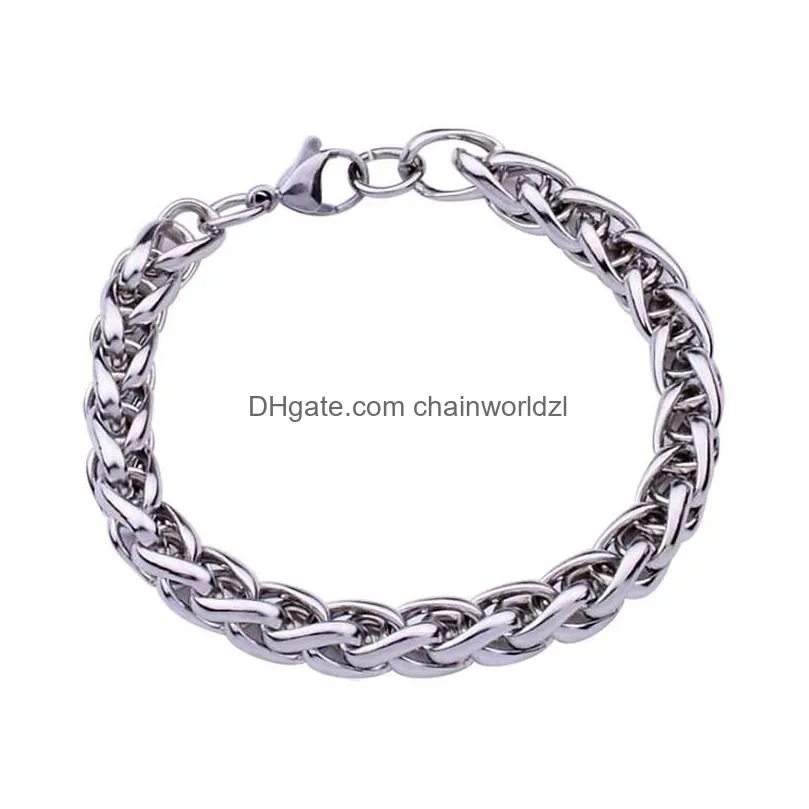 link chain 20cm solid stainless steel bracelets for men and women metal punk casual bracelet unisex curb cuban kent22
