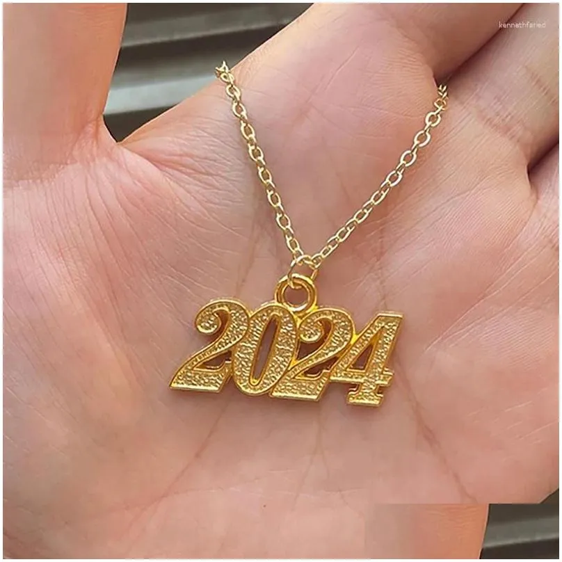 Dangle Earrings Unique Digit 2024 For Women Year Gift Fashion Jewelry Alloy Silver Gold Colour Korean Stud Girls Eardrop Pendant