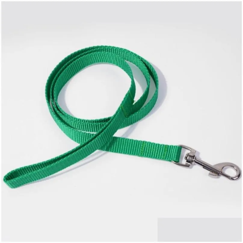 Dog Collars & Leashes Width 1.5Cm Long 110Cm Nylon Dog Leashes Pet Training Straps Dogs Lead Rope Belt Leash 6 Colors Drop Delivery Ho Dhkfv