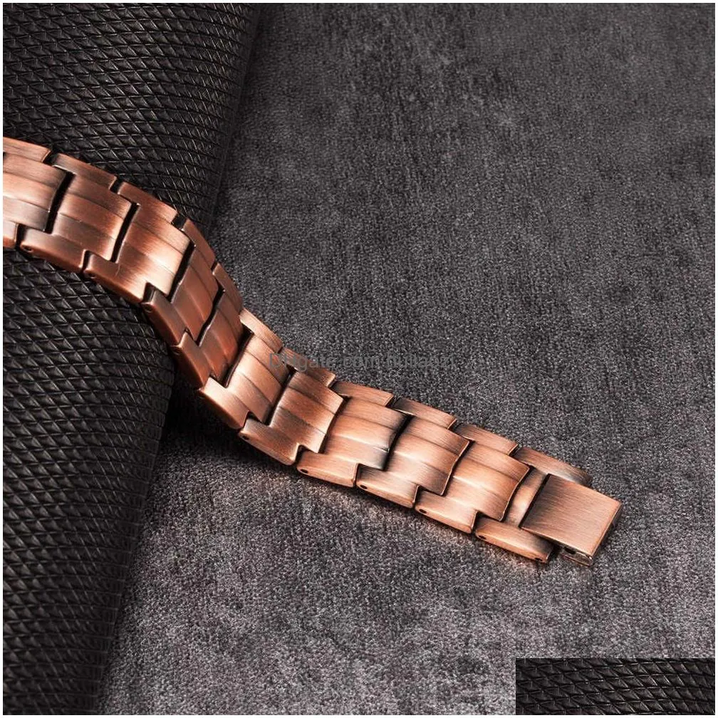 pure copper bracelet men energy germanium magnetic bracelet copper vintage hologram chain link bracelets for men arthritis 2106192590