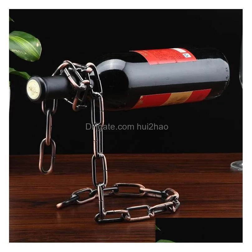 coolers red wine bottle holder creative suspension rope chain support frame for red wine bottle 3cm home furnishing ornaments 