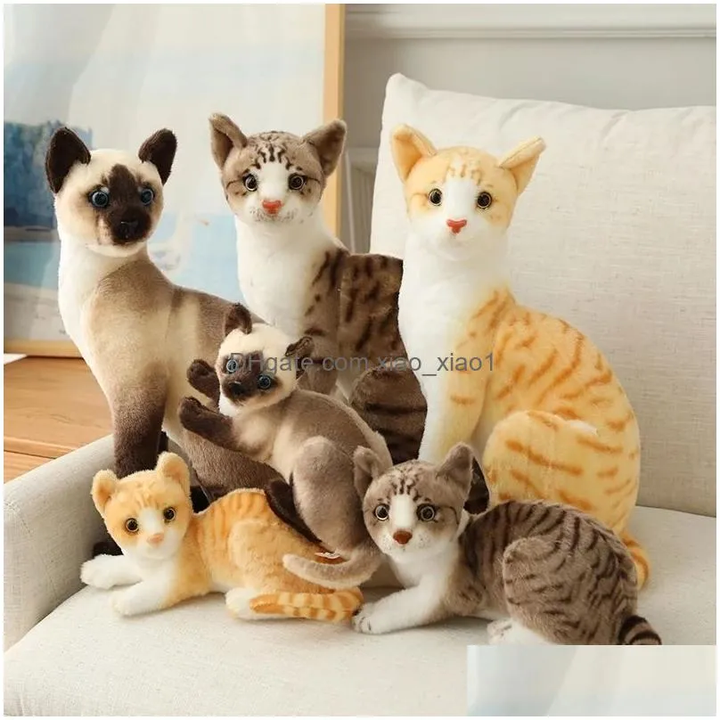 Other Home Decor 26/30/40Cm Cute Real Life Plush Cats Doll Stuffed Lying Cat Toys For Children Baby Kids Birthday Gift Decoration 22 Dhyxu