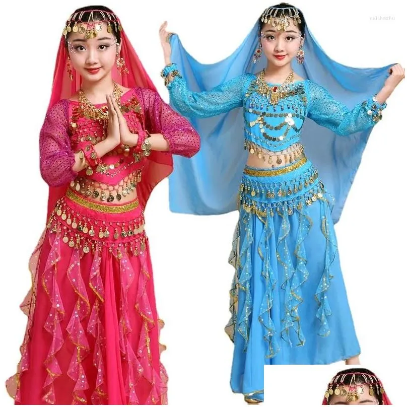 Stage Wear Belly Dance Dancer Clothes Bollywood Costumes For Kids Child Sexy Clothing Oriental