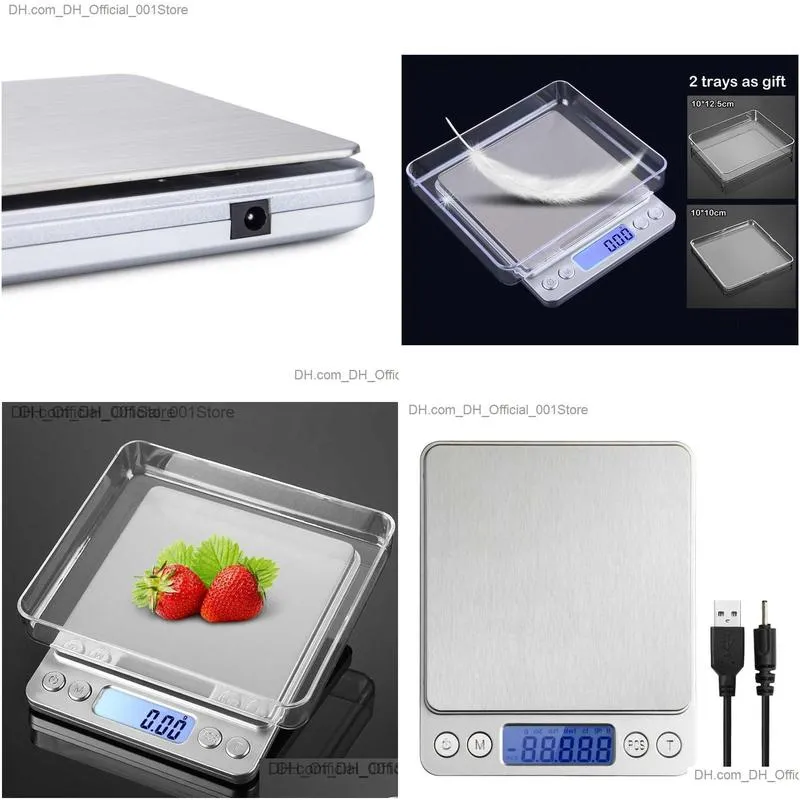 Latest USB powered kitchen scale 500g 0.01g stainless steel precision jewelry weighing balance electronic food scale Z230811