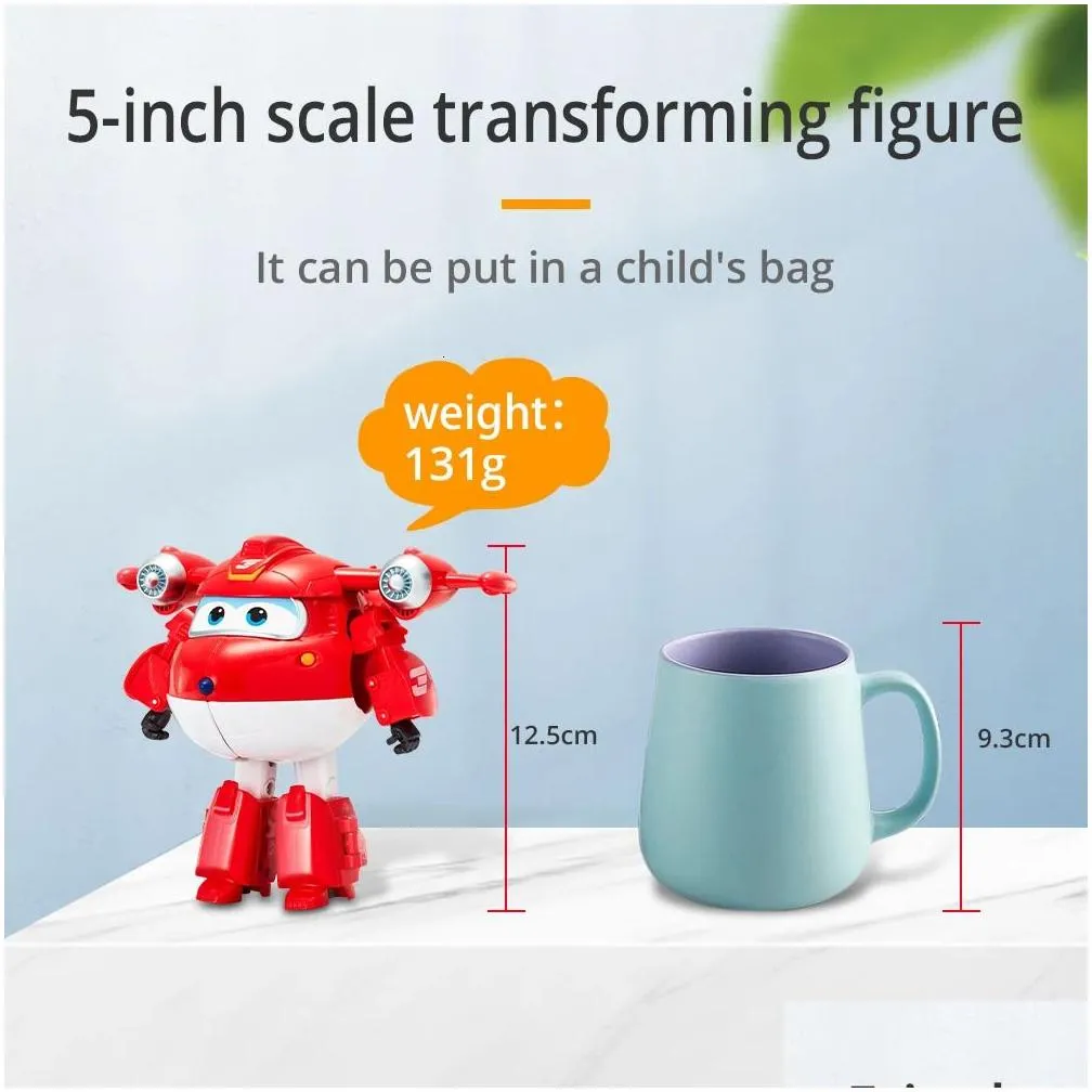 Transformation toys Robots Super Wings 5 Inches Dizzy Donnie Deformation Airplane Robot Action Figures Transformation Animation Kid Toys